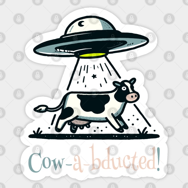 UFO Cow Abductions Sticker by maknatess